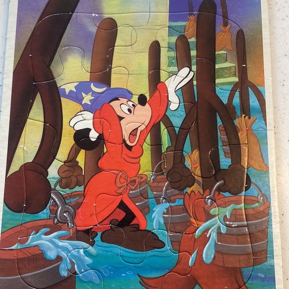 Vintage Disney Golden Frame Tray Puzzles Mickey Mouse & Pinocchio - Picture 2 of 15